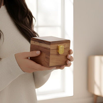 Personalized Handmade Wooden Watch Box with Single-Slot, Watch Display Case, Watch Storage Organizer - Teakwood with Glass Lid & Wood Lid