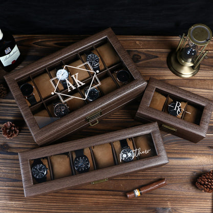 Personalised Watch Box, Watch Storage Box Gift for Watch Lover, Gift for Dad, Retirement Gift for Men, Engraved Luxury Watch Case