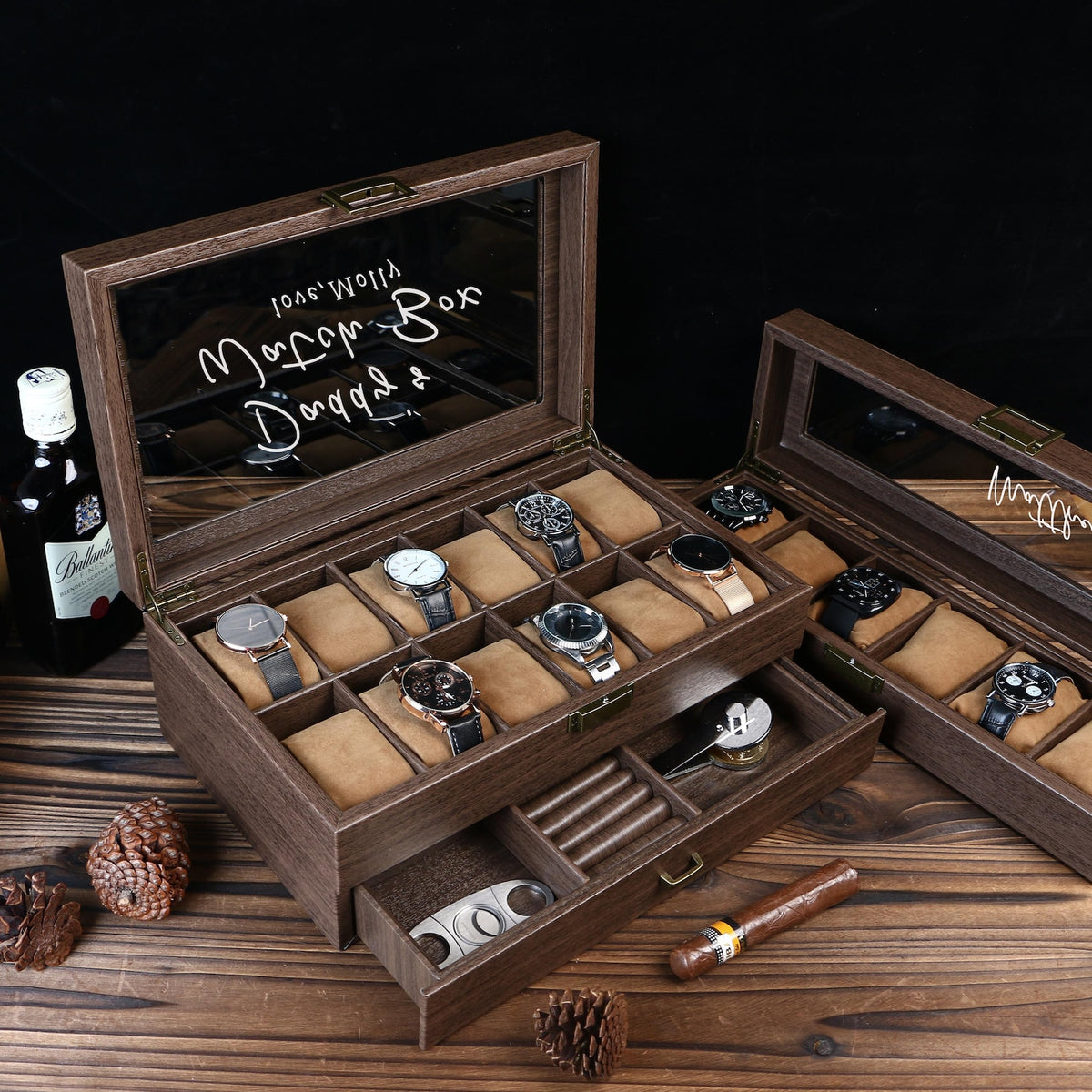 Personalised Watch Box, Watch Storage Box Gift for Watch Lover, Gift for Dad, Retirement Gift for Men, Engraved Luxury Watch Case