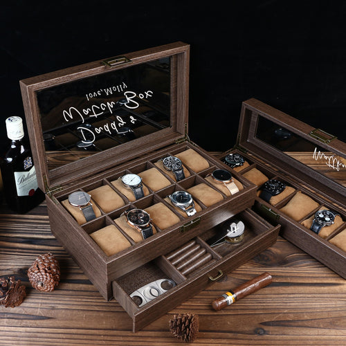 Personalised Watch Box, Watch Storage Box Gift for Watch Lover, Gift for Dad, Retirement Gift for Men, Engraved Luxury Watch Case