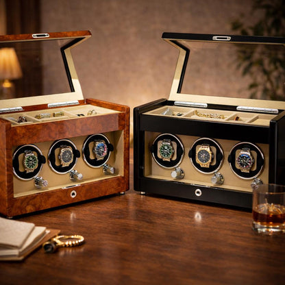 Lockable Piano Lacquer Watch Winder – Automatic Rotation & Storage