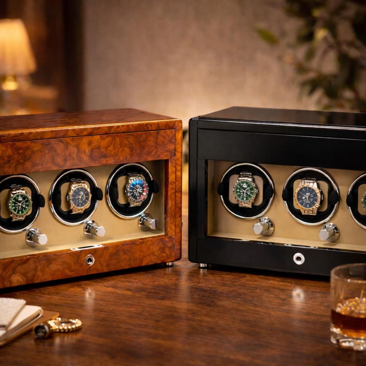 Lockable Piano Lacquer Watch Winder – Automatic Rotation & Storage