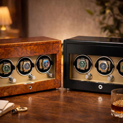 Lockable Piano Lacquer Watch Winder – Automatic Rotation & Storage