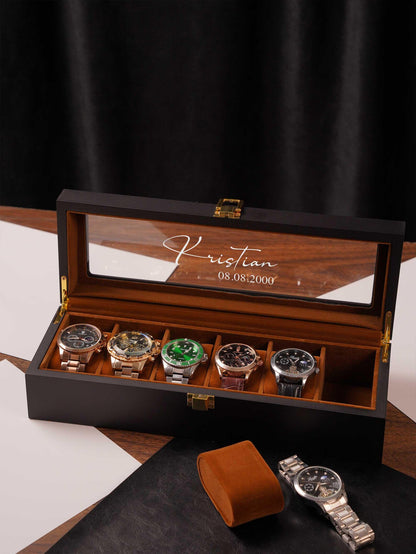 Personalized Watch Storage, Engraved Watch Box for Men,Gift for him,Anniversary Present,Father's Day Gift