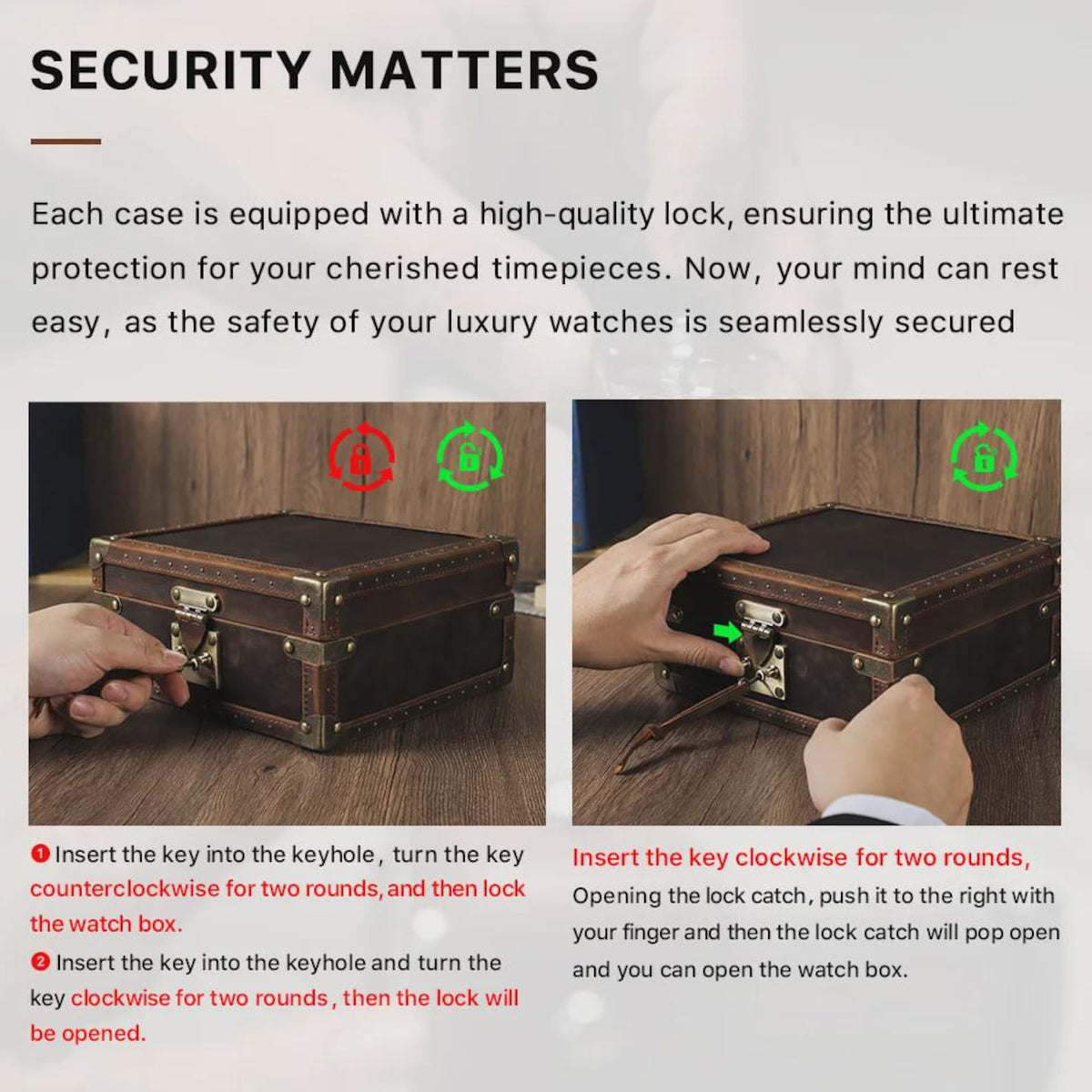 Lockable Leather Watch Box Organizer | Luxury Watch Collection Case for 6–10 Watches