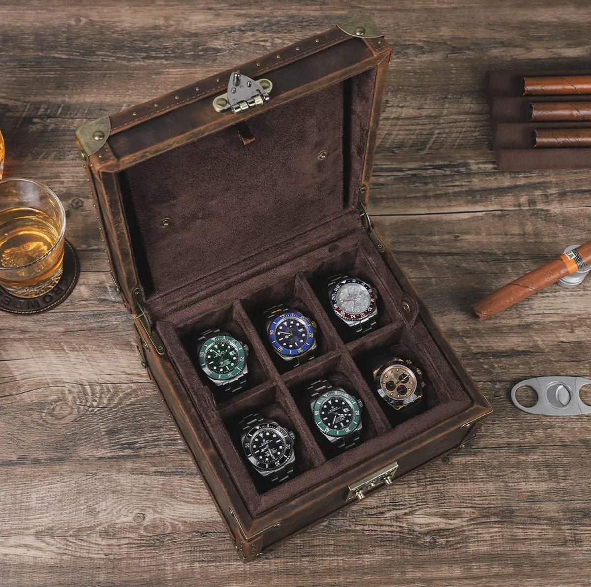 Lockable Leather Watch Box Organizer | Luxury Watch Collection Case for 6–10 Watches