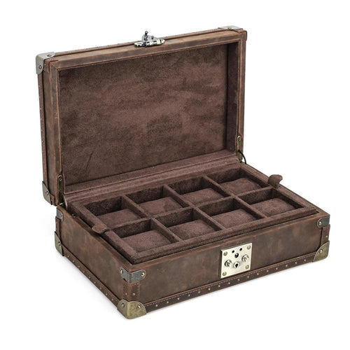 Lockable Leather Watch Box Organizer | Luxury Watch Collection Case for 6–10 Watches