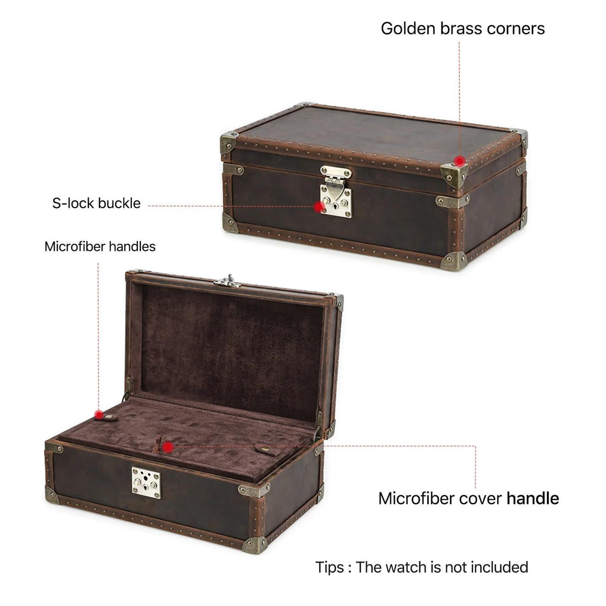 Lockable Leather Watch Box Organizer | Luxury Watch Collection Case for 6–10 Watches