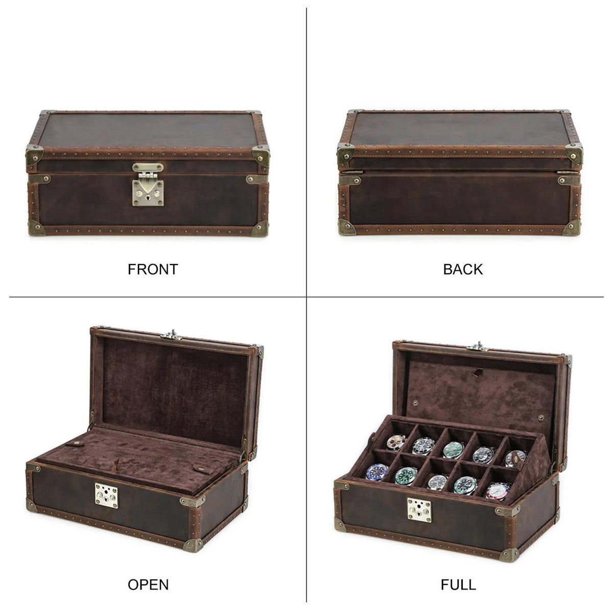 Lockable Leather Watch Box Organizer | Luxury Watch Collection Case for 6–10 Watches