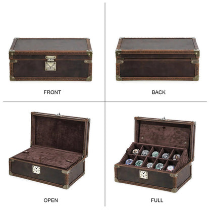Lockable Leather Watch Box Organizer | Luxury Watch Collection Case for 6–10 Watches