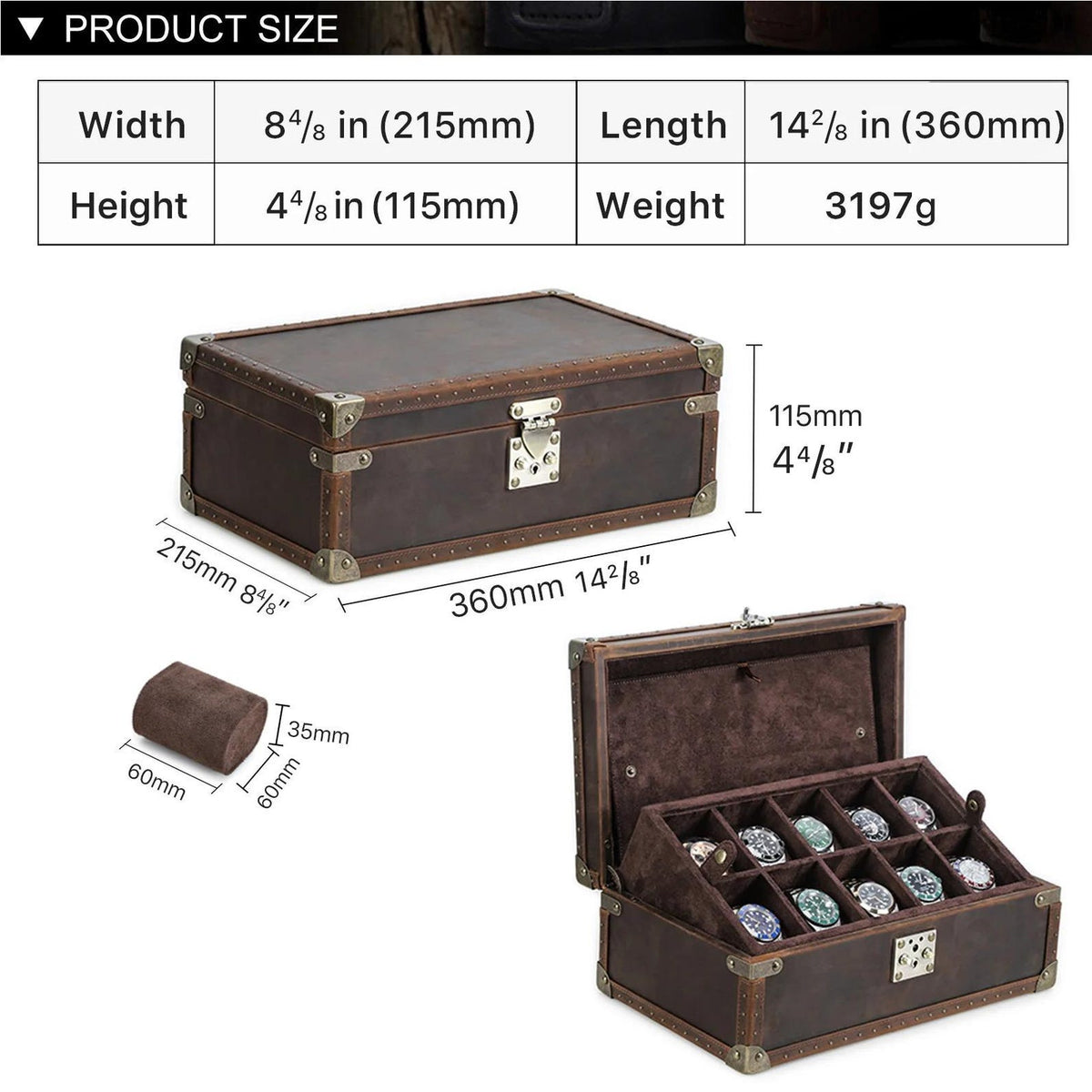 Lockable Leather Watch Box Organizer | Luxury Watch Collection Case for 6–10 Watches