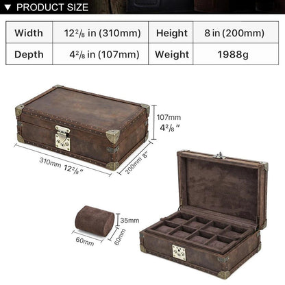 Lockable Leather Watch Box Organizer | Luxury Watch Collection Case for 6–10 Watches