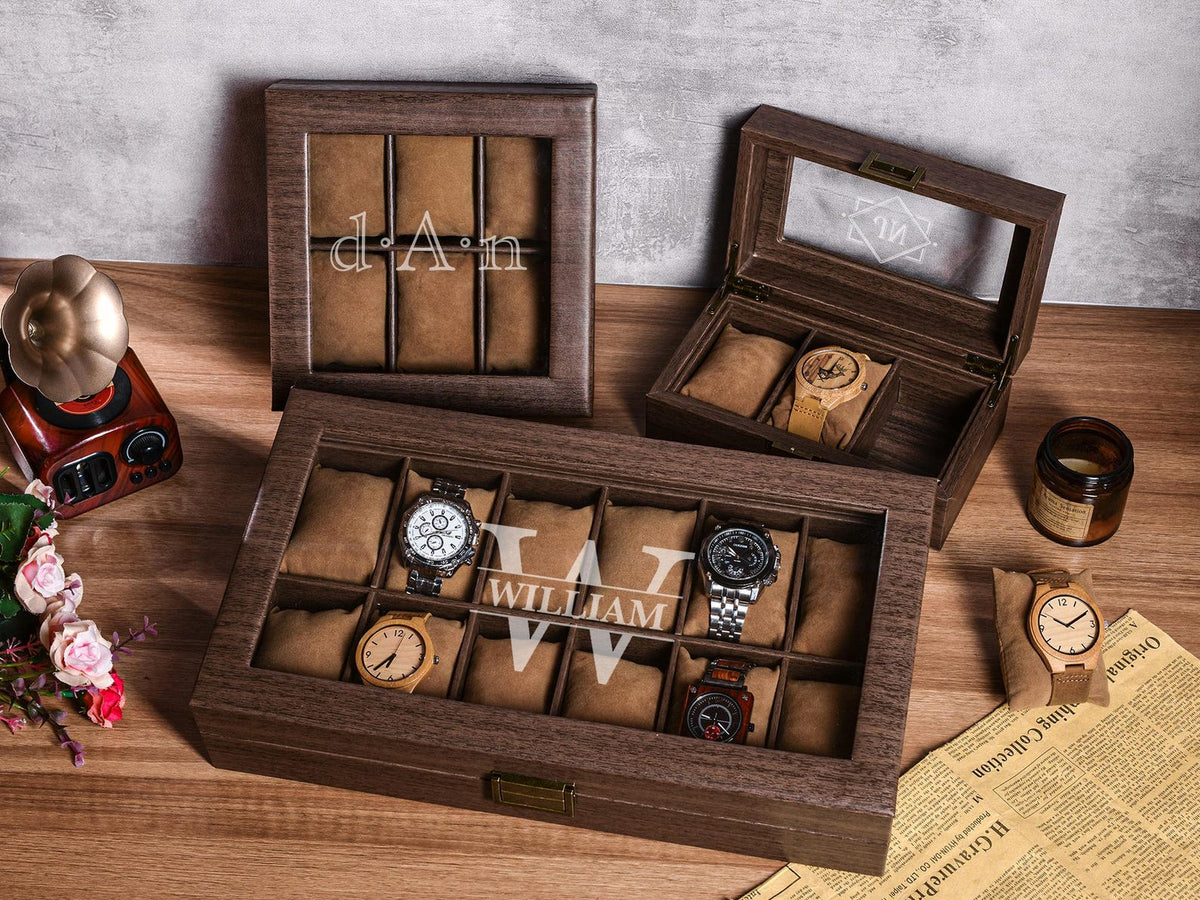 Personalized Leather Watch Box, Custom Engraved Watch Case, Watch Storage, Anniversary Gift, Gifts for Husband