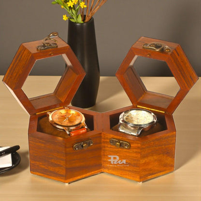 Honeycomb Wooden Watch Box | Handcrafted Hexagon Organizer