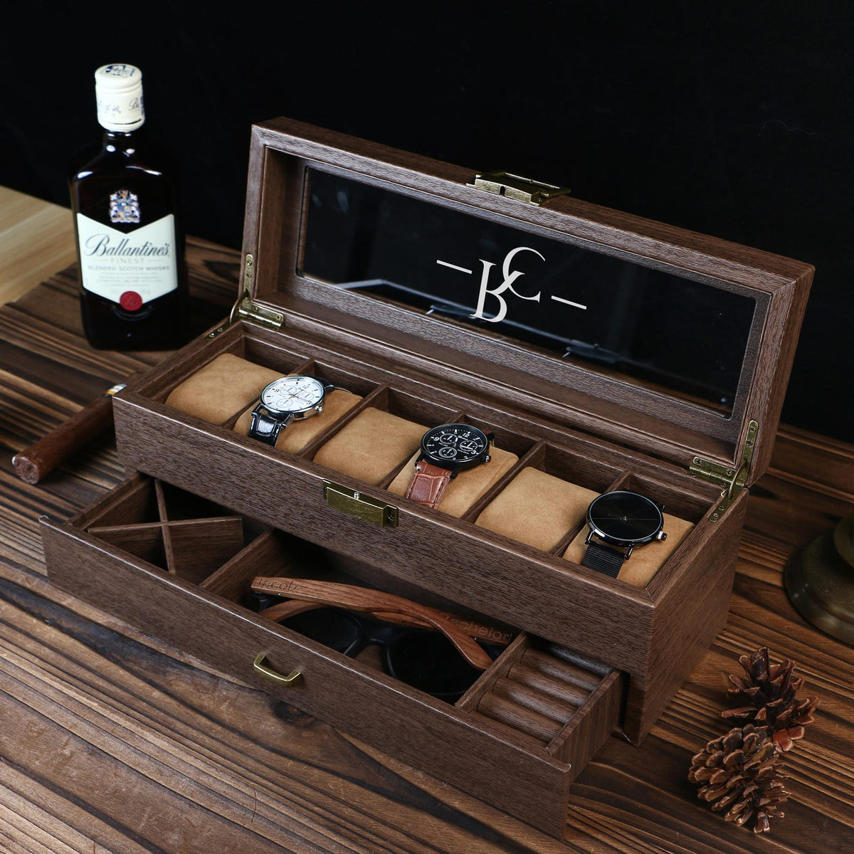 Personalised Watch Box, Watch Storage Box Gift for Watch Lover, Gift for Dad, Retirement Gift for Men, Engraved Luxury Watch Case