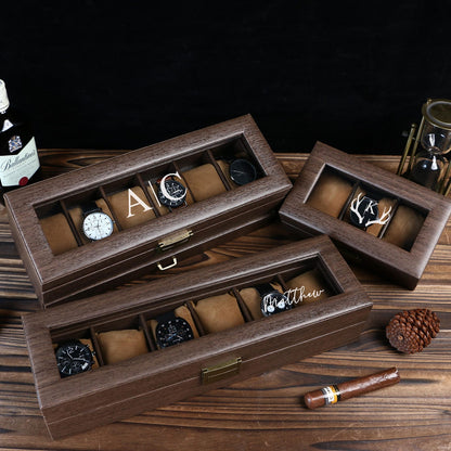 Personalised Watch Box, Watch Storage Box Gift for Watch Lover, Gift for Dad, Retirement Gift for Men, Engraved Luxury Watch Case