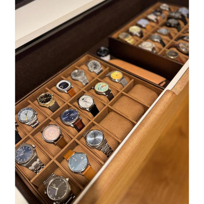 Elegant Deep Black Stackable Watch Tray | 18 Slot Watch Tray | 3 by 6 Watch Tray for Watch collectors, stores, businesses, individuals