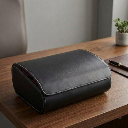Leather Watch Travel Case for Men & Women – 6 Slot Watch Roll Organizer