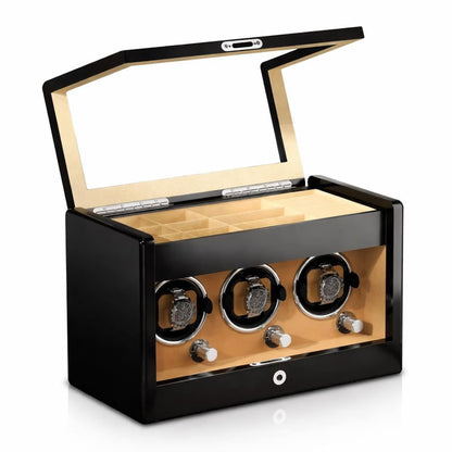 Lockable Piano Lacquer Watch Winder – Automatic Rotation & Storage