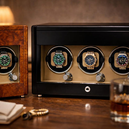 Lockable Piano Lacquer Watch Winder – Automatic Rotation & Storage