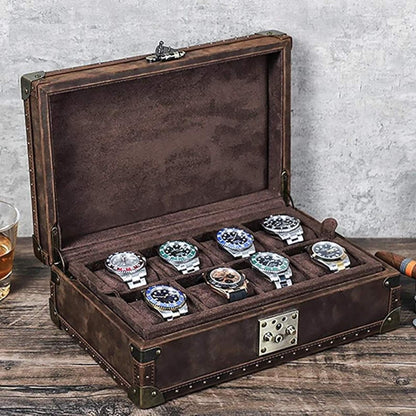 Lockable Leather Watch Box Organizer | Luxury Watch Collection Case for 6–10 Watches