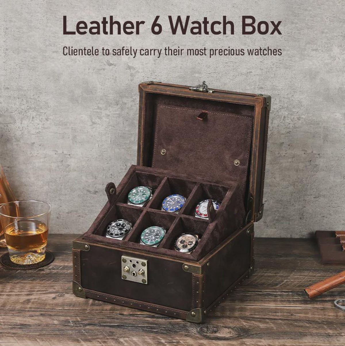 Lockable Leather Watch Box Organizer | Luxury Watch Collection Case for 6–10 Watches