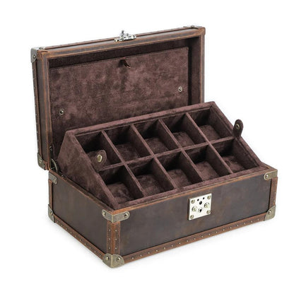 Lockable Leather Watch Box Organizer | Luxury Watch Collection Case for 6–10 Watches