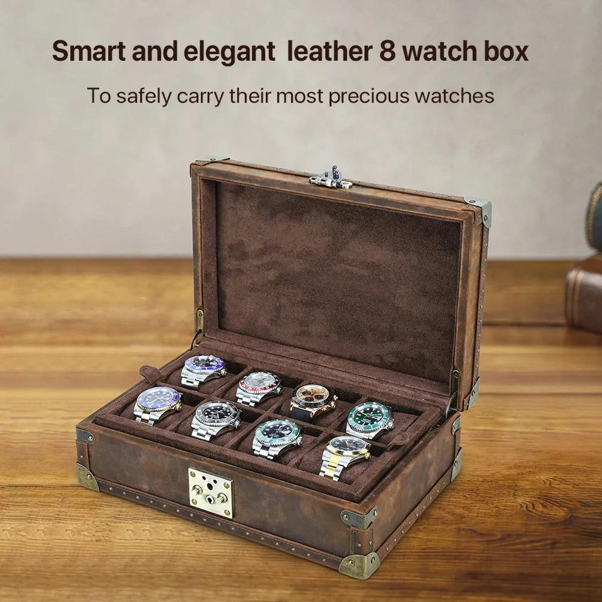 Lockable Leather Watch Box Organizer | Luxury Watch Collection Case for 6–10 Watches