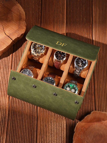 Custom Travel Watch Case,Personalized Luxury Leather Watch Roll,4 Solts Watch Box Gift For Men, Best Man Gift,Father's Day Gift