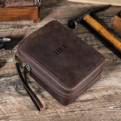 Engraved leather watch case, custom watch travel case, Watch and sunglasses box, Watch jewelry box for men, Father's day gift