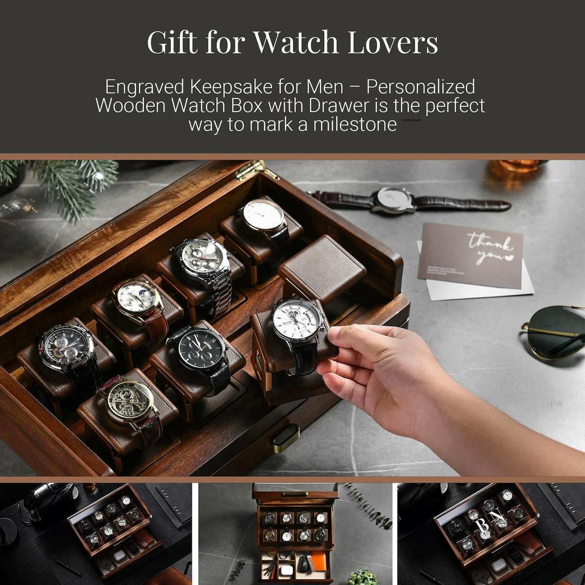 Engraved Wooden Watch Box Personalized Soon to be Married Custom Men’s Organizer Luxury Engraved Anniversary Present Groom Gift from Bride