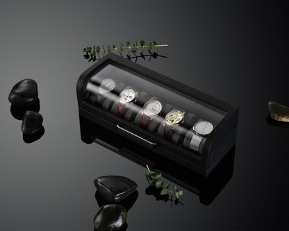 Personalized Box for 5 Watches Custom Engraved Watch Display Case Leather Watch Box for Men Customized Black Valentine or Wedding Gifts