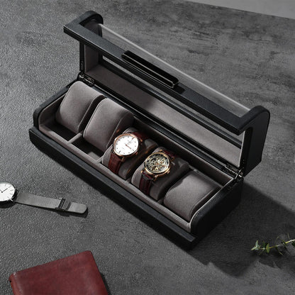 Personalized Box for 5 Watches Custom Engraved Watch Display Case Leather Watch Box for Men Customized Black Valentine or Wedding Gifts