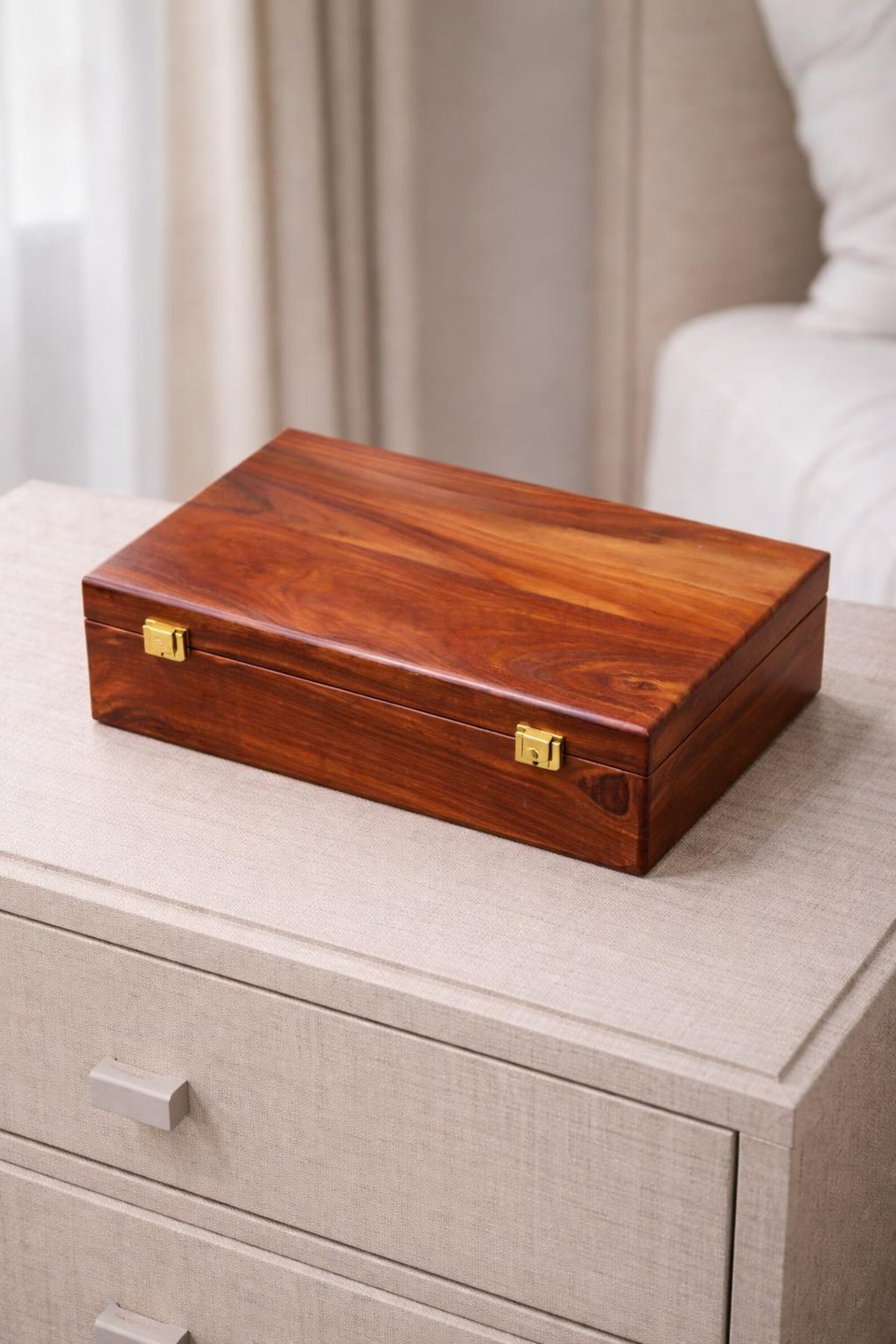 Luxury Wooden 10 Slots Watch Box With Red Interior: 1st Anniversary Present For him