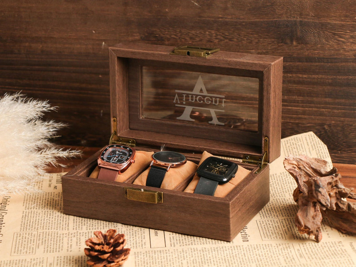 Custom Mens Storage Box，Personalized Watch Box Holds Watches，Vintage Mens Gift，The Perfect Gift for Him，Anniversary Gift for Husband