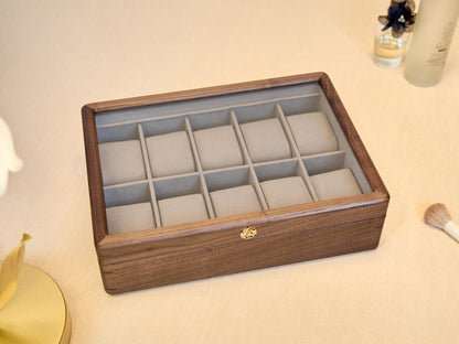 Walnut Wood Watch Box, Handmade Velvet Lined Display Case, Unique gift for boyfriend, Birthday Gift for him, wedding gift for groomsmen