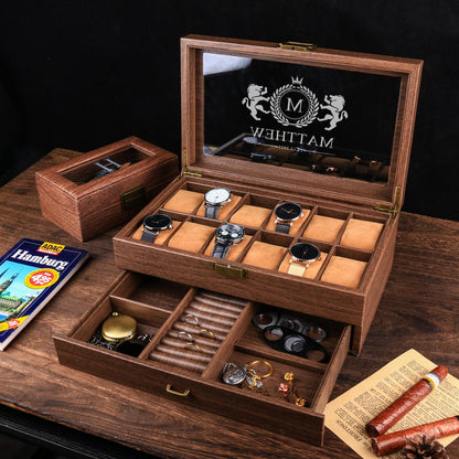 Custom Engraved Watch Display Box, Men Watch jewelry box, Grain Leather watch box, Birthday & Anniversary gift, Gift for him