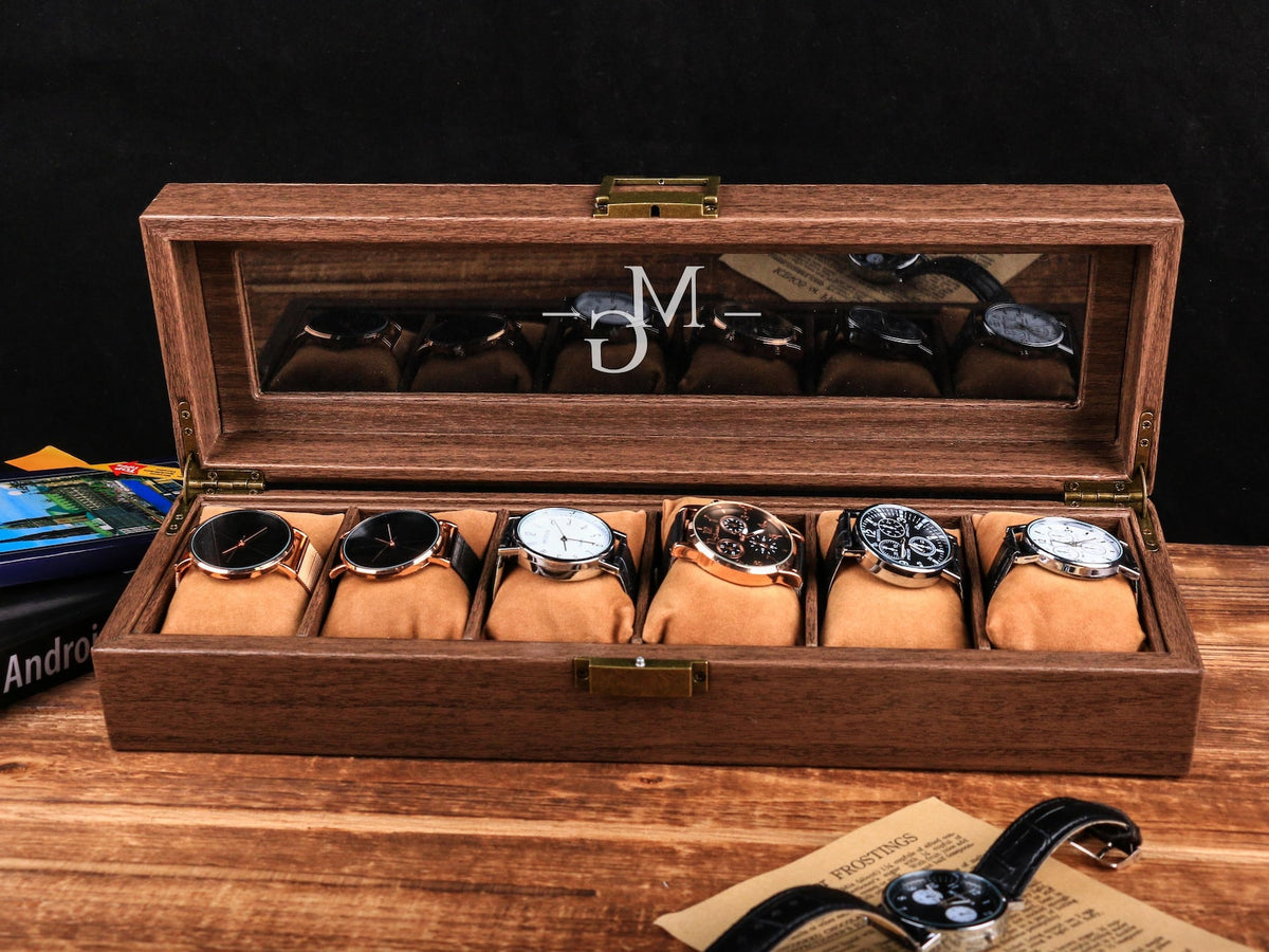 Custom Engraved Watch Display Box, Men Watch jewelry box, Grain Leather watch box, Birthday & Anniversary gift, Gift for him
