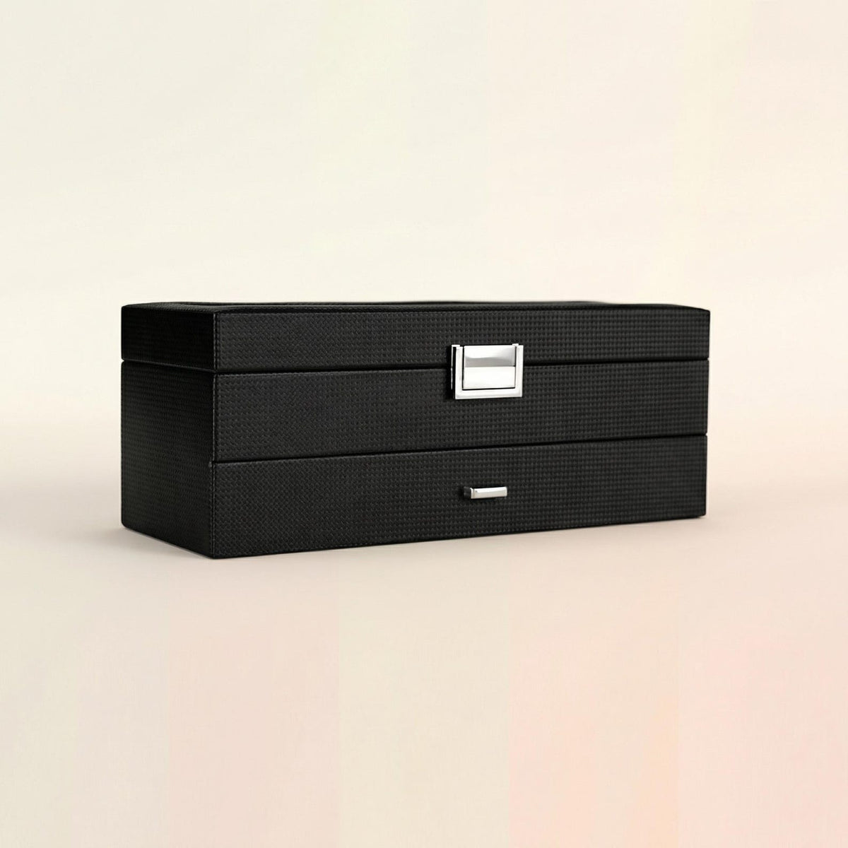 6-Slot Watch Box Organizer, Glass Lid Jewelry Storage Drawer
