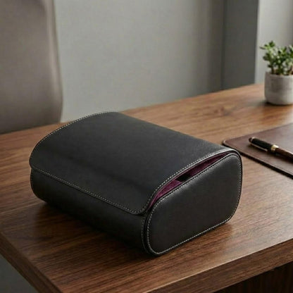 Leather Watch Travel Case for Men & Women – 6 Slot Watch Roll Organizer