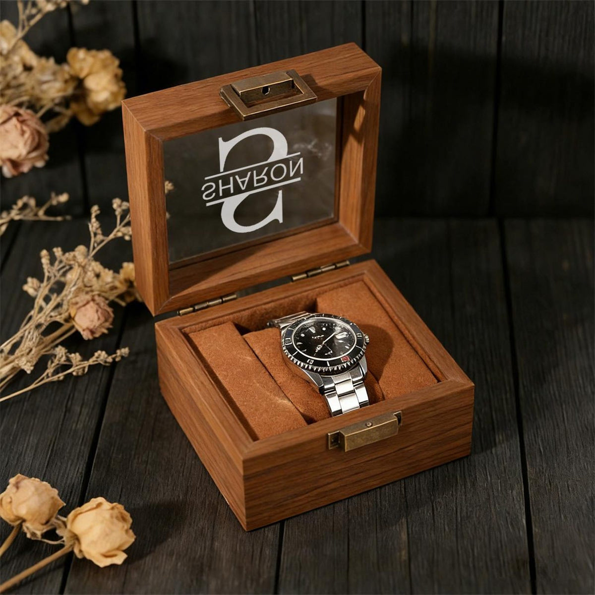 Personalized Watch Storage Box Gift For Men, Personalized Single Slot Watch Box, Handmade Wooden Watch Box, Gift for Dad, Father's Day Gift