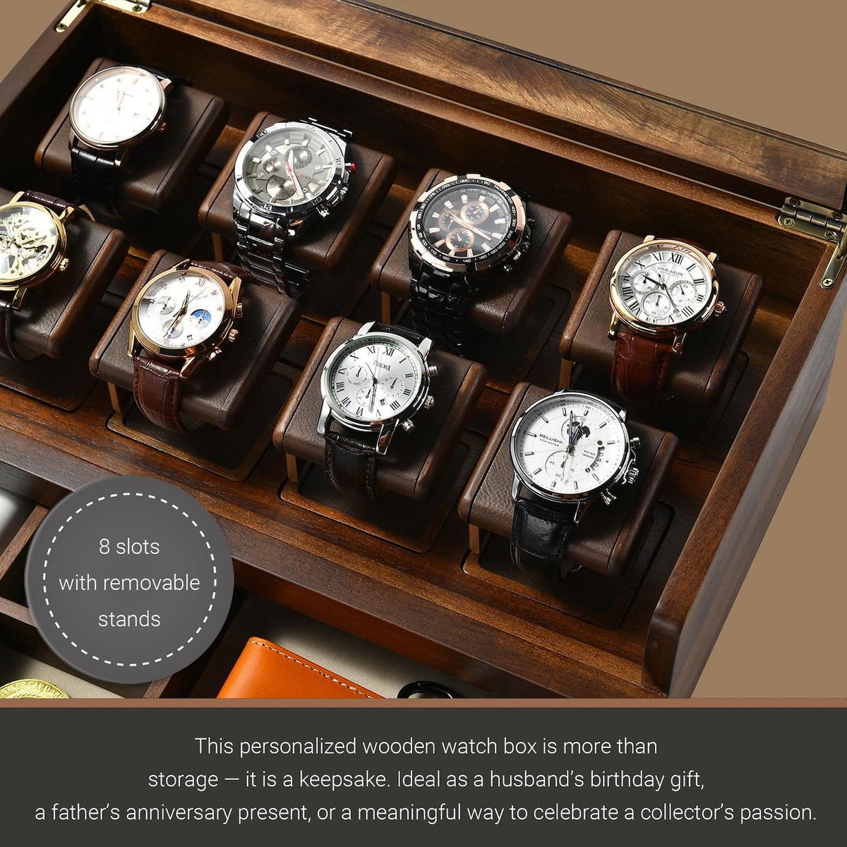 Engraved Wooden Watch Box Personalized Soon to be Married Custom Men’s Organizer Luxury Engraved Anniversary Present Groom Gift from Bride