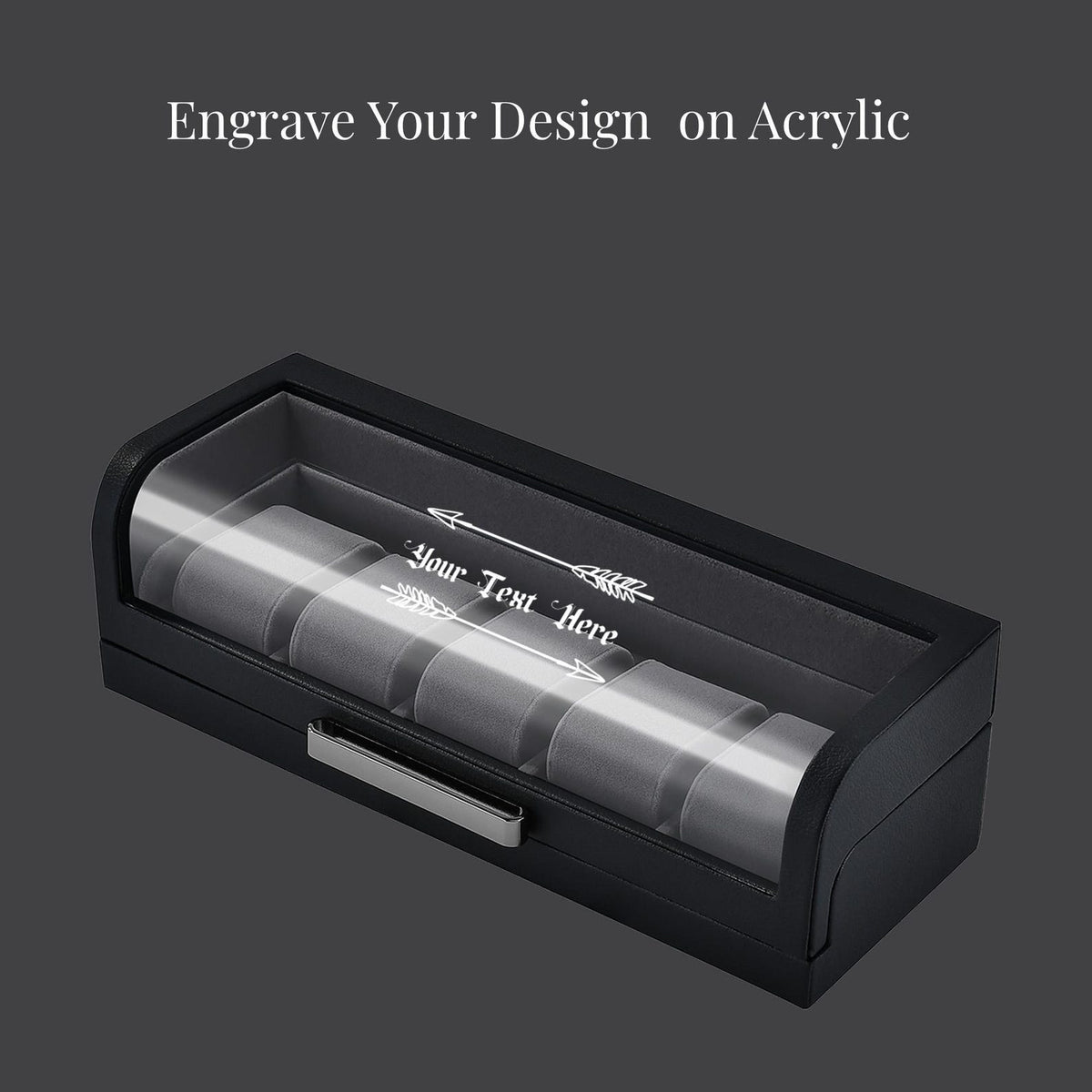 Personalized Box for 5 Watches Custom Engraved Watch Display Case Leather Watch Box for Men Customized Black Valentine or Wedding Gifts