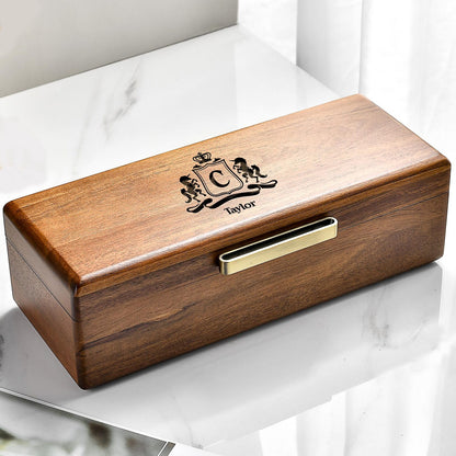 Engraved Wood Watch Box Personalized Men’s Valet Tray Acacia 5 Watch Organizer for Dad Birthday Idea Anniversary Gift for Him