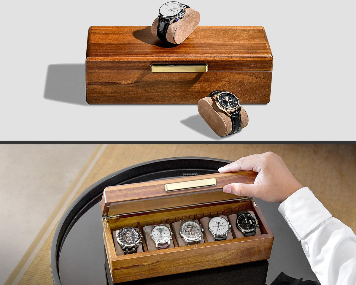 Custom Engraved Watch Box Luxury Wooden Gift Organizer with Velvet Lined Display for Men Birthday Anniversary or Celebration Gifts