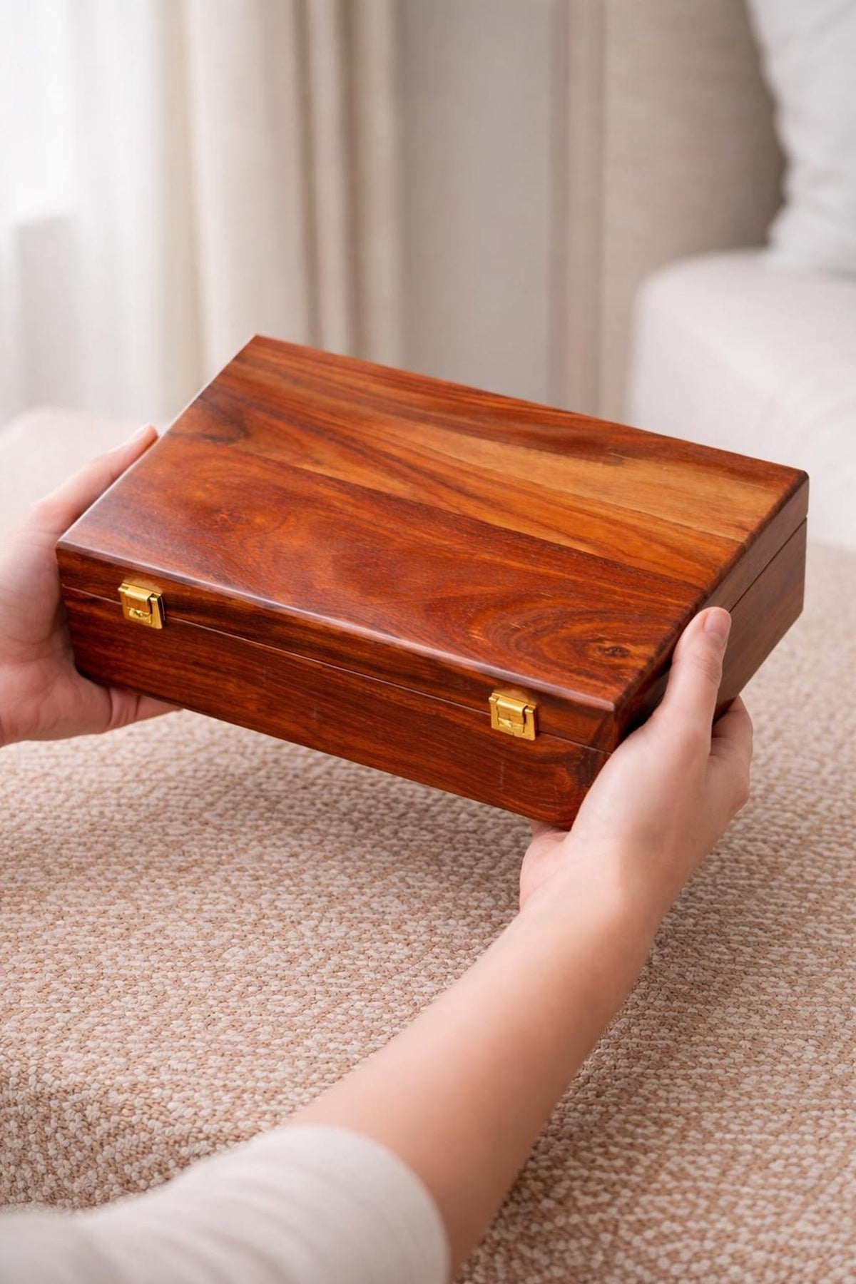 Luxury Wooden 10 Slots Watch Box With Red Interior: 1st Anniversary Present For him
