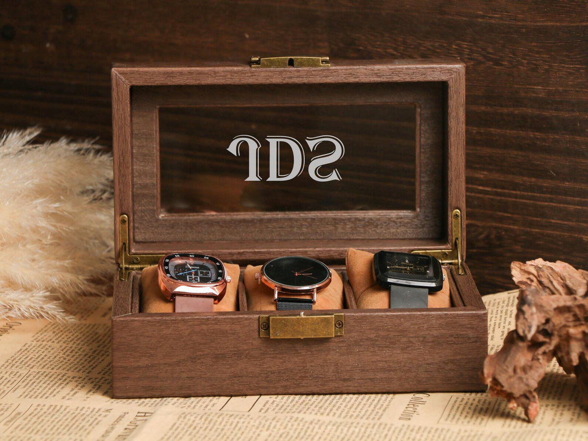 Custom Mens Storage Box，Personalized Watch Box Holds Watches，Vintage Mens Gift，The Perfect Gift for Him，Anniversary Gift for Husband