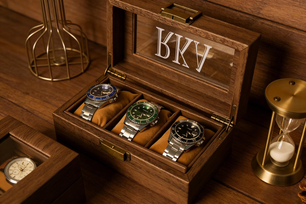 Custom Watch Box,6-Slot Leather Watch Box for Men- 2 Layers with Drawer,Anniversary for Him, Gifts for Men、Dad,Gifts for Men Watch