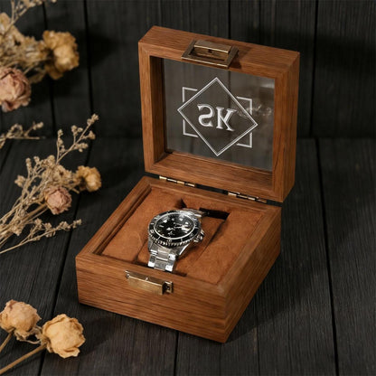 Personalized Watch Storage Box Gift For Men, Personalized Single Slot Watch Box, Handmade Wooden Watch Box, Gift for Dad, Father's Day Gift