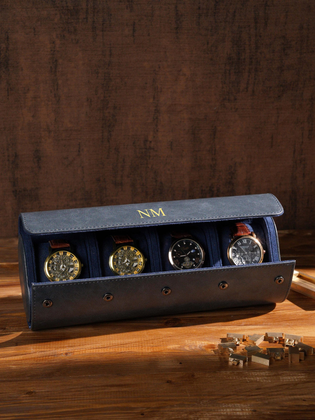 Personalized Leather Watch Roll: Travel Watch Case, Groomsmen Gift